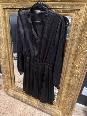 Rails Black Long-Sleeve Pleated Mini Dress